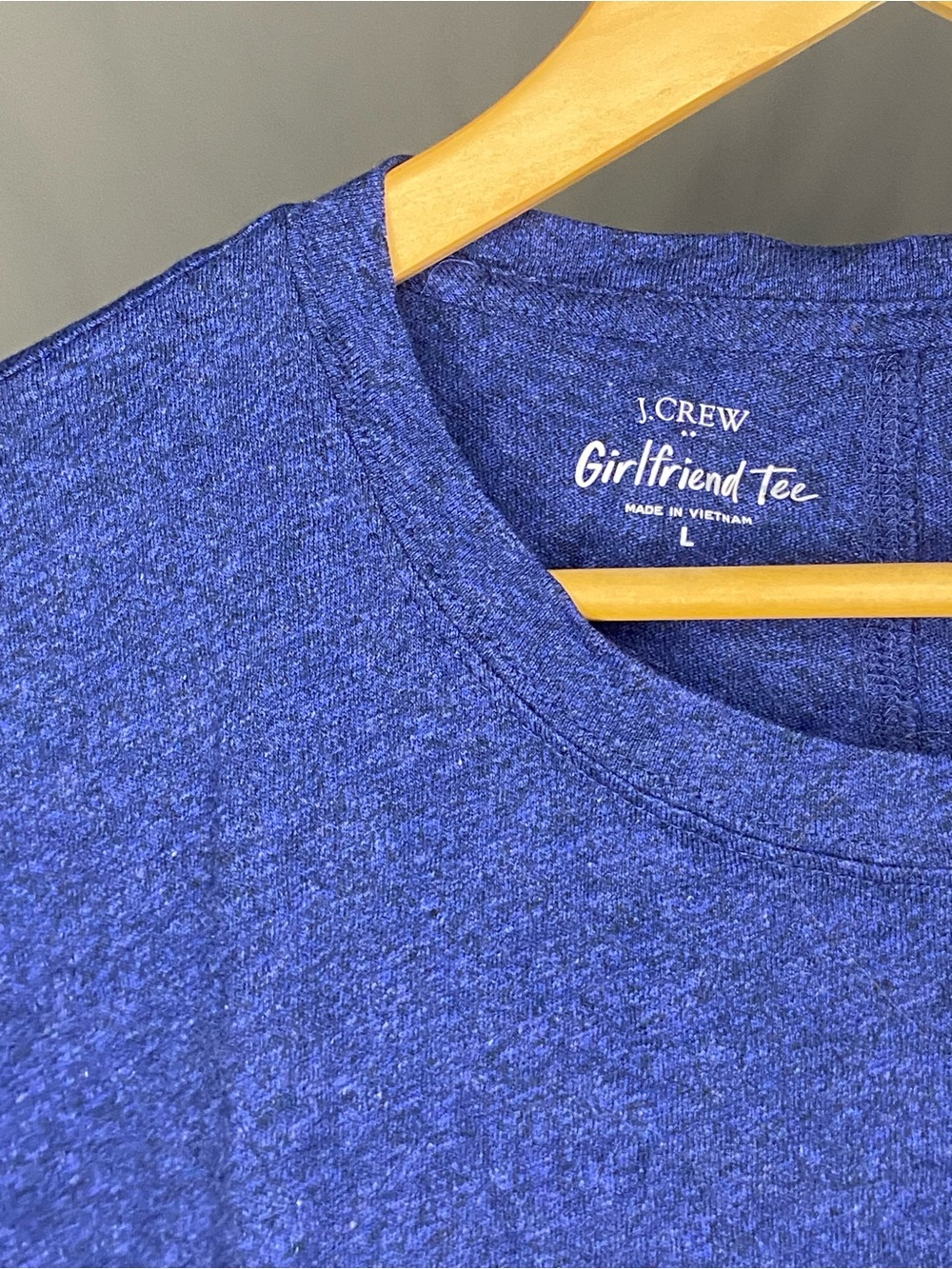 J. Crew “Girlfriend” Basic Heathered Blue, Crewneck, 100% Soft Cotton Shirt NWT